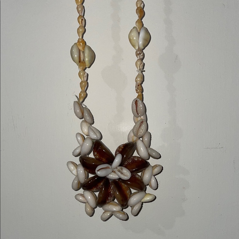 Shell Necklace with Brown and White Accents